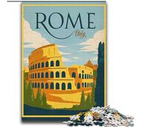 Jigsaw Puzzles for Adults Rome Italy Travel Poster, for Ages 14 And over Each Piece Is Unique - Fun And Challenging Game for The Whole Family Good Gift 75x100cm