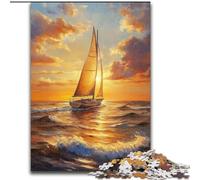 Jigsaw Puzzles for Adults Sailboat Sailing on The Sea, Stress Reliever Difficult Challenge Secret Santa Gifts for Age 14 Years Up (Size 26x38cm)