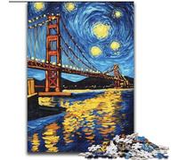 Jigsaw Puzzles for Adults San Francisco Bridge at Night, Decompressing Intellectual Educational Toy Birthday Present, Gifts, Wall Art 26x38cm