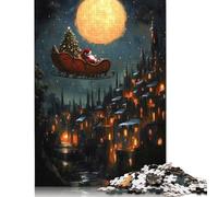 Jigsaw Puzzles for Adults Santas Christmas Flight Christmas 500 Pieces Jigsaw Puzzles Wooden Puzzles Puzzles for 18 Year Olds Up Great Gift for Adults 500pcs (52x38cm)