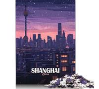 Jigsaw Puzzles for Adults Shanghai China Cityscape at Night 1000 Piece Jigsaw Puzzle Wooden Jigsaw Puzzle Suitable for Adults for Home Decoration 1000pcs (75x50cm)