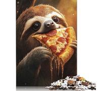 Jigsaw Puzzles for Adults Sloth Eating Pepperoni Salami Pizza 1000 Piece Jigsaw Puzzle Paper Jigsaw Puzzle Suitable for Adults for Home Decoration 38x26cm/1000pcs