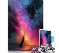 Jigsaw Puzzles for Adults Small Boat in The Galaxy Teenager Jigsaw,Stress Reliever Staycation Kill Time Parent-child Interaction (size 38x26cm)