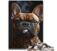 Jigsaw Puzzles for Adults Smoking Bulldog Educational Toys Unique Home Decor And Gifts for And Age 14 Years Up 50X75CM