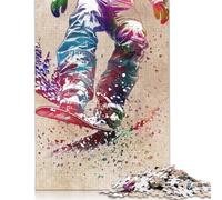 Jigsaw Puzzles for Adults Snowboarder Watercolor Art 1000 Pieces Jigsaw Puzzles Paper Puzzles Puzzles for 18 Year Olds Up Great Gift for Adults 38x26cm/1000pcs