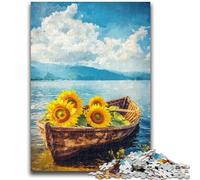 Jigsaw Puzzles for Adults Sunflowers on The Boat Challenging To Complete But Fun And Humorous Unique Home Decor And Gifts 50x75cm