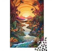 Jigsaw Puzzles for Adults Sunrise Over The River 500 Piece Puzzle Wood Jigsaw for Adults & Age 18 Years Up Great Gifts for Christmas 500pcs (52x38cm)