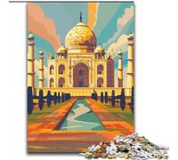 Jigsaw Puzzles for Adults Taj Mahal Illustration, for Ages 14 And over Each Piece Is Unique - Fun And Challenging Game for The Whole Family Good Gift 26x38cm