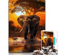 Jigsaw Puzzles for Adults Teenagers Jigsaws Puzzle African Elephants,Decompressing Intellectual Educational Toy Birthday Gift 38x26cm