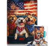 Jigsaw Puzzles for Adults Teenagers Jigsaws Puzzle American Flag Dog,Educational Games Home Decoration Birthday Present,Gifts,Wall Art (75x50cm)