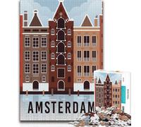 Jigsaw Puzzles for Adults Teenagers Jigsaws Puzzle Amsterdam Netherlands,Challenging Game for Is Ideal As A Gift for The Whole Family (75x50cm)
