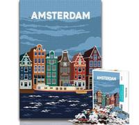 Jigsaw Puzzles for Adults Teenagers Jigsaws Puzzle Amsterdam Netherlands,Educational Family Game Wall Decoration Unique Birthday And Xmas Gifts (75x50cm)