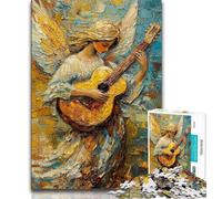 Jigsaw Puzzles for Adults Teenagers Jigsaws Puzzle Angel Playing Guitar Oil Painting,Challenging Game for Is Ideal As A Gift for The Whole Family (75x50cm)