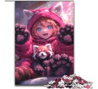 Jigsaw Puzzles for Adults Teenagers Jigsaws Puzzle Anime Red Panda Girl, Stress Reliever Difficult Challenge Home Decoration Toys (Size 50x75cm)