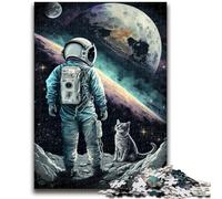 Jigsaw Puzzles for Adults Teenagers Jigsaws Puzzle Astronaut And Cat Challenging Game And Family Play Educational Game for Birthday, Chrismas 38x26cm