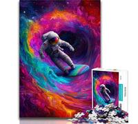 Jigsaw Puzzles for Adults Teenagers Jigsaws Puzzle Astronaut Space Surfing,Help The Brain Exercise Addictive Toys to Cultivate Patience Artists Collection,Fine Art (38x26cm)