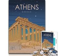 Jigsaw Puzzles for Adults Teenagers Jigsaws Puzzle Athens Greece at Night,Challenging Game for Is Ideal As A Gift for The Whole Family (38x26cm)