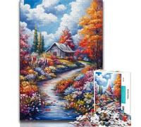Jigsaw Puzzles for Adults Teenagers Jigsaws Puzzle Autumn Arrives at The House,Challenging Game for Is Ideal As A Gift for The Whole Family (38x26cm)