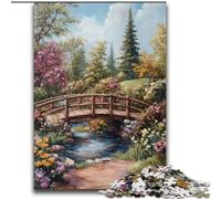 Jigsaw Puzzles for Adults Teenagers Jigsaws Puzzle Autumn Wooden Bridge Stress Reliever Difficult Challenge with Matching Poster And Trivia Sheet 70x100cm