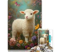 Jigsaw Puzzles for Adults Teenagers Jigsaws Puzzle Baby Sheep,Family Entertainment Toys with Matching Poster And Trivia Sheet (75x50cm)