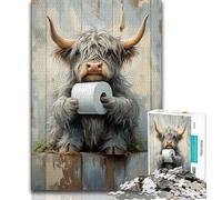 Jigsaw Puzzles for Adults Teenagers Jigsaws Puzzle Baby Yak Playing with Toilet Paper,Stress Reliever Staycation Kill Time Wishlist with Santa Claus 38x26cm