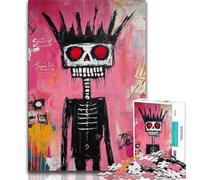 Jigsaw Puzzles for Adults Teenagers Jigsaws Puzzle Basquiat-style Skeleton King,Help The Brain Exercise Addictive Toys to Cultivate Patience Artists Collection,Fine Art (75x50cm)