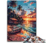 Jigsaw Puzzles for Adults Teenagers Jigsaws Puzzle Beach Sailing Boats Stress Reliever Difficult Challenge with Matching Poster And Trivia Sheet 26x38cm