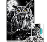 Jigsaw Puzzles for Adults Teenagers Jigsaws Puzzle Black And White Owl,Educational Stress Relief Toy for Is Ideal As A Gift for The Whole Family (75x50cm)