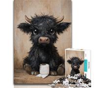 Jigsaw Puzzles for Adults Teenagers Jigsaws Puzzle Black Cow Playing with Toilet Paper,Family Entertainment Toys Is Ideal As A Gift for The Whole Family 38x26cm