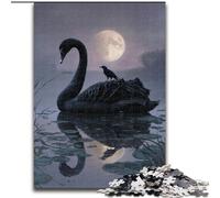 Jigsaw Puzzles for Adults Teenagers Jigsaws Puzzle Black Swan Under The Moon,Stress Reliever Staycation Kill Time Wishlist with Santa Claus 50x75cm