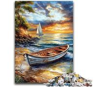Jigsaw Puzzles for Adults Teenagers Jigsaws Puzzle Boat on The Beach Toys Educational Games Stress Relieving Unique Home Decor And Gifts 26x38cm