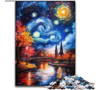 Jigsaw Puzzles for Adults Teenagers Jigsaws Puzzle Bridge Under The Night Sky Learning Educational Toys Family Games Gifts for Friends And Family 26x38cm