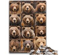 Jigsaw Puzzles for Adults Teenagers Jigsaws Puzzle Brown Bear Collage Brain Intelligence Challenge Addictive Toys Birthday Present, Gifts, Wall Art 50x75cm