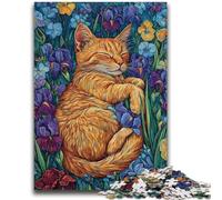 Jigsaw Puzzles for Adults Teenagers Jigsaws Puzzle Cat Among Flowers Suitable for Ages 14 And Up Family Games Deal As Gifts for The Whole Family 26x38cm