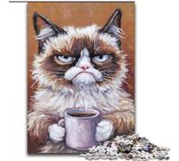 Jigsaw Puzzles for Adults Teenagers Jigsaws Puzzle Cat Drinking Coffee Learning Educational Toys Family Games Gifts for Friends And Family 50x75cm