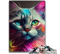 Jigsaw Puzzles for Adults Teenagers Jigsaws Puzzle Cat Pop Art Animal Face for 14+ Unique Challenge Game Family Games Christmas Birthday Gifts 50x75cm