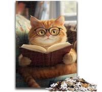 Jigsaw Puzzles for Adults Teenagers Jigsaws Puzzle Cat Reading A Book Vibrant And Unique Design Relaxing & Challenging Puzzle Experience 50x75cm