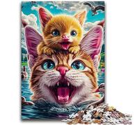Jigsaw Puzzles for Adults Teenagers Jigsaws Puzzle Cats And Kittens Quiz Game for Is Ideal As A Gift for The Whole Family 50x75cm