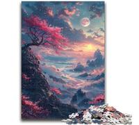 Jigsaw Puzzles for Adults Teenagers Jigsaws Puzzle Cherry Blossoms on The Cliff for And from 14 Years And over Play Toys Because It Is Ideal As A Gift for The Whole Family 38x26cm