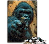 Jigsaw Puzzles for Adults Teenagers Jigsaws Puzzle Chimpanzee with Gun for And from 14 Years And over Play Toys Because It Is Ideal As A Gift for The Whole Family 50x75cm