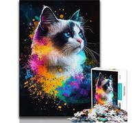 Jigsaw Puzzles for Adults Teenagers Jigsaws Puzzle Colorful Ragdoll Cat,Educational Family Game Wall Decoration Unique Birthday And Xmas Gifts (75x50cm)