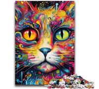 Jigsaw Puzzles for Adults Teenagers Jigsaws Puzzle Colourful Animal Cat Decompressing Intellectual Educational Toy Suitable for Couples for And Age 14 26x38cm