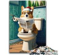 Jigsaw Puzzles for Adults Teenagers Jigsaws Puzzle Corgi on The Toilet Decompressing Intellectual Educational Toy Suitable for Couples for And Age 14 26x38cm
