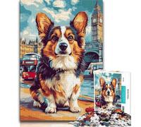Jigsaw Puzzles for Adults Teenagers Jigsaws Puzzle Corgi Under Big Ben,Educational Stress Relief Toy for Is Ideal As A Gift for The Whole Family (75x50cm)