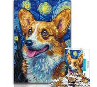Jigsaw Puzzles for Adults Teenagers Jigsaws Puzzle Corgi Under The Night Sky, Train Your Brain And Hands,Unique Birthday And Gifts for Age 14 Years Up 38x26cm