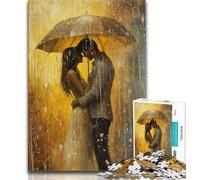 Jigsaw Puzzles for Adults Teenagers Jigsaws Puzzle Couple Under An Umbrella,Charcoal Art Staycation Kill Time for Home Decoration 38x26cm
