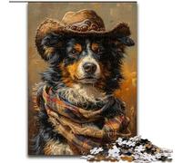 Jigsaw Puzzles for Adults Teenagers Jigsaws Puzzle Cowboy Border Collie,Challenging Game And Family Play Educational Game for Birthday,Chrismas 38X26CM