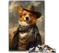 Jigsaw Puzzles for Adults Teenagers Jigsaws Puzzle Cowboy Corgi Decompressing Intellectual Educational Toy Suitable for Couples for And Age 14 50x75cm