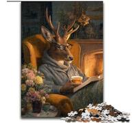 Jigsaw Puzzles for Adults Teenagers Jigsaws Puzzle Deer Reading, for 14+ Challenging Game As A Gift for The Whole Family And Friends 26x38cm