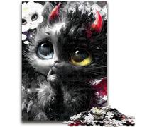 Jigsaw Puzzles for Adults Teenagers Jigsaws Puzzle Devil Kitten Stress Reliever Difficult Challenge Deal As Gifts for The Whole Family 26x38cm